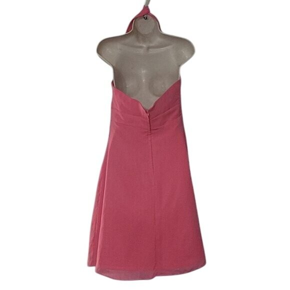 Alfred Angelo Pink Halter Bridesmaid Dress Sweetheart Neckline Knee Length Size - Picture 3 of 5